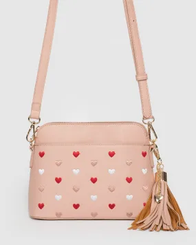 Pink Karen Heart Charm Limited Edition Crossbody Bag