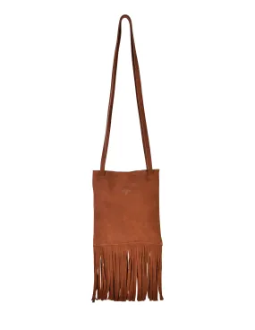 Prada Vintage Brown Suede Fringe Crossbody Shoulder Tote Bag