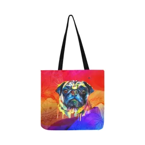 Pug Watercolor Reusable Shopping Bag (Two sides)