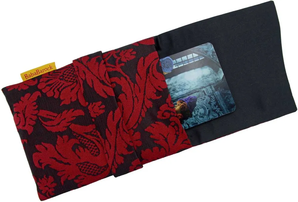 Red & Black Silk Brocade - standard foldover pouch.