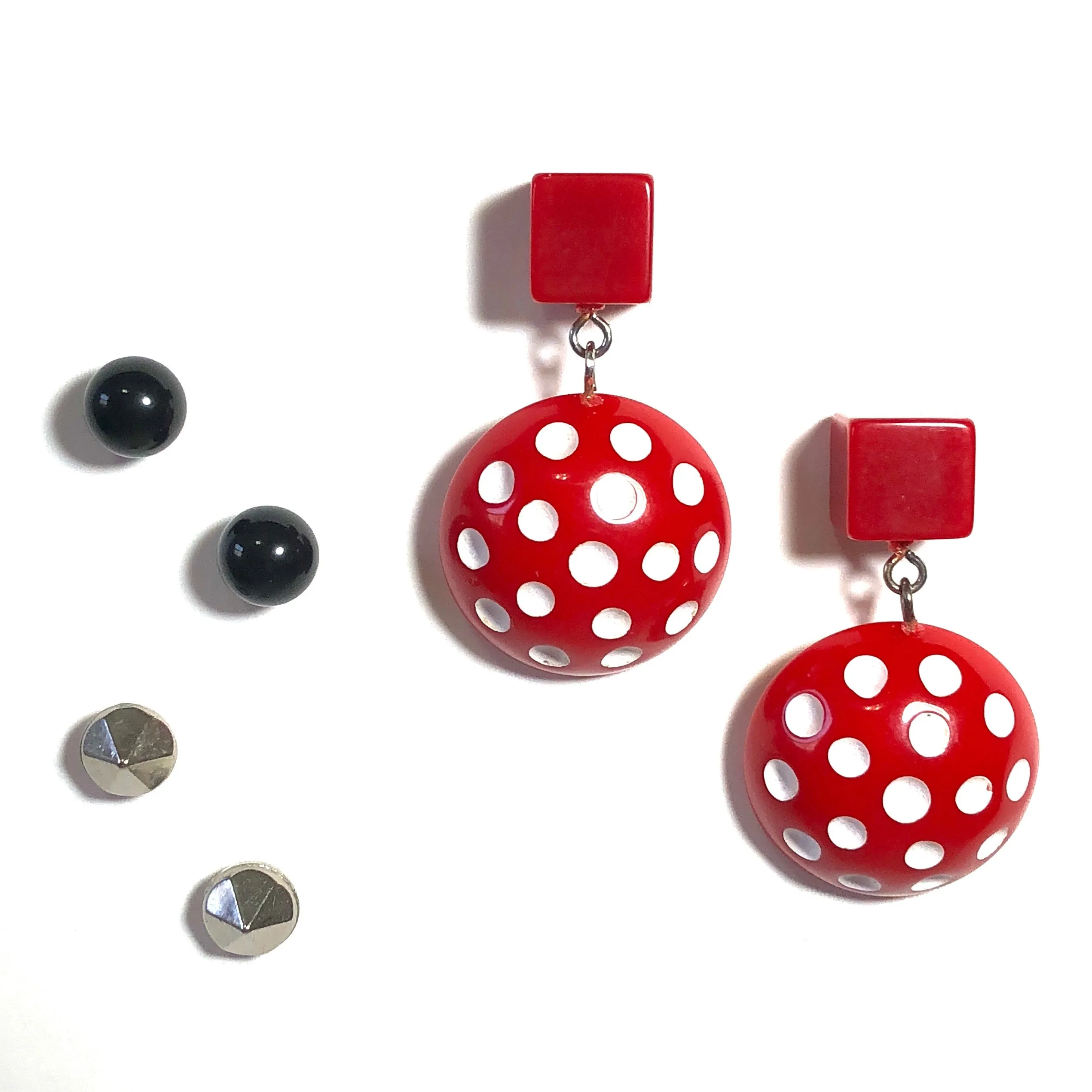 Red Black and White Retro Stud Earrings | Pin Up Girl Emergency Earring Kit