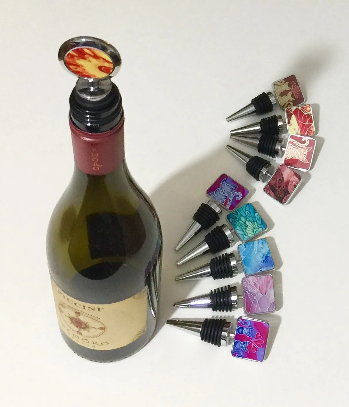 Red Butterfly Bottle Stopper - Gift for Him or Her - Bottle Bung in Red Yellow - Wine bottle stopper