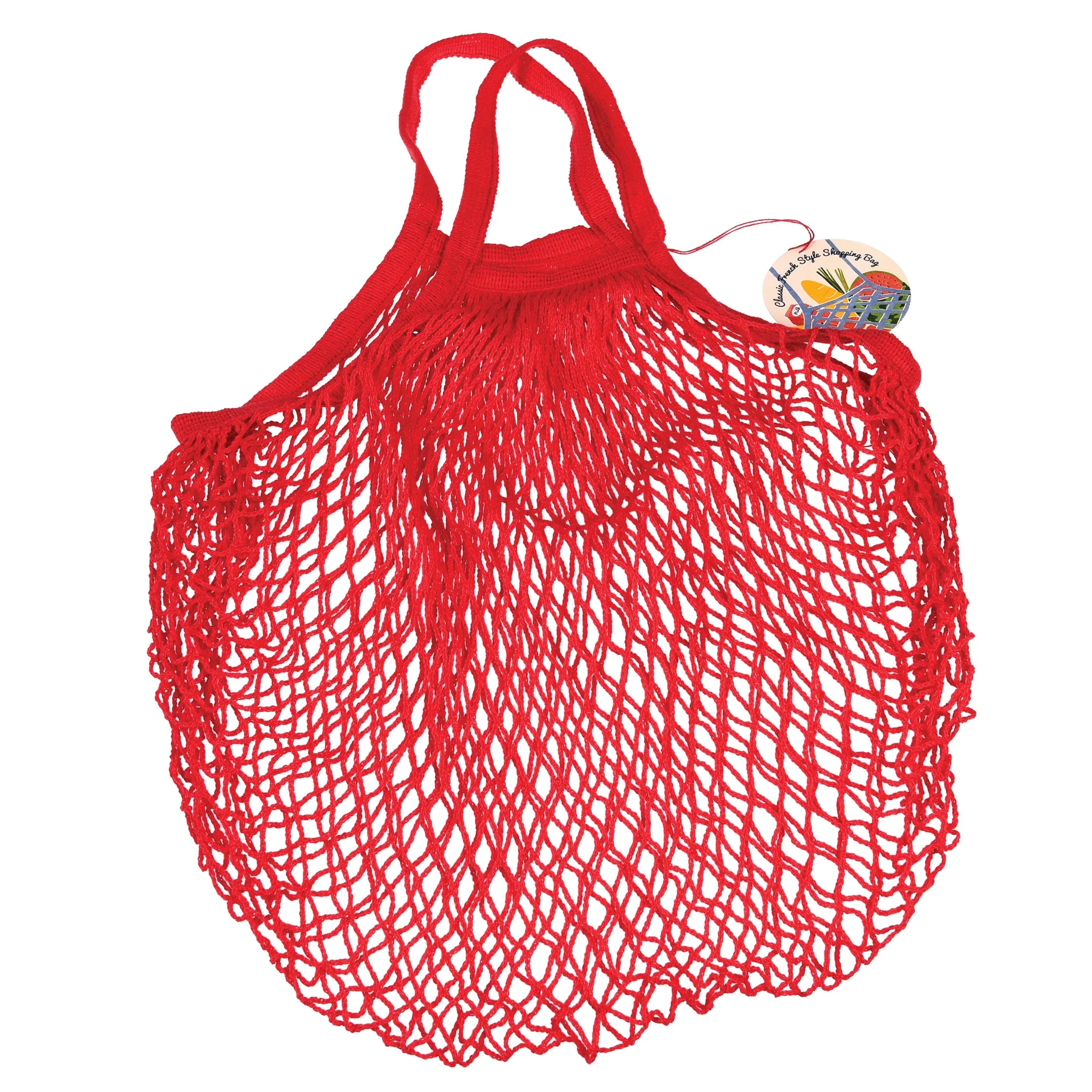 Red organic string shopping bag