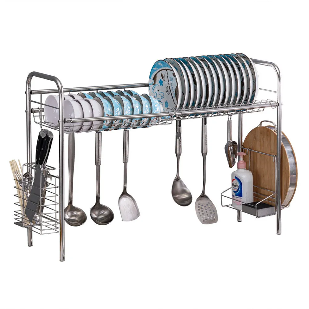 RONSHIN Single Layer Bowl Rack Shelf Dish Drainer Kitchen Organizer Silver