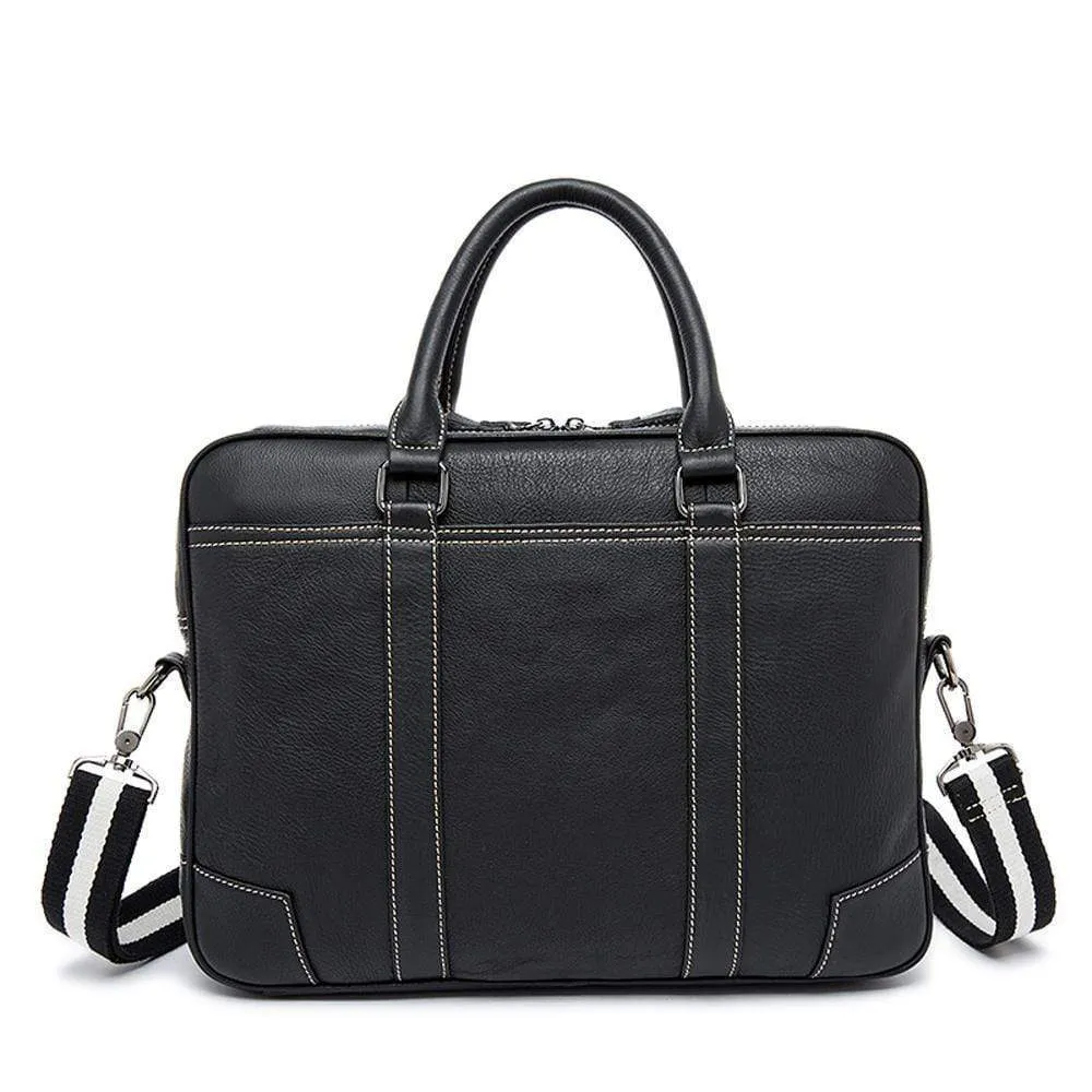 Rossie Viren Vintage  Classic Double  Zip Leather  Briefcase Work Bags