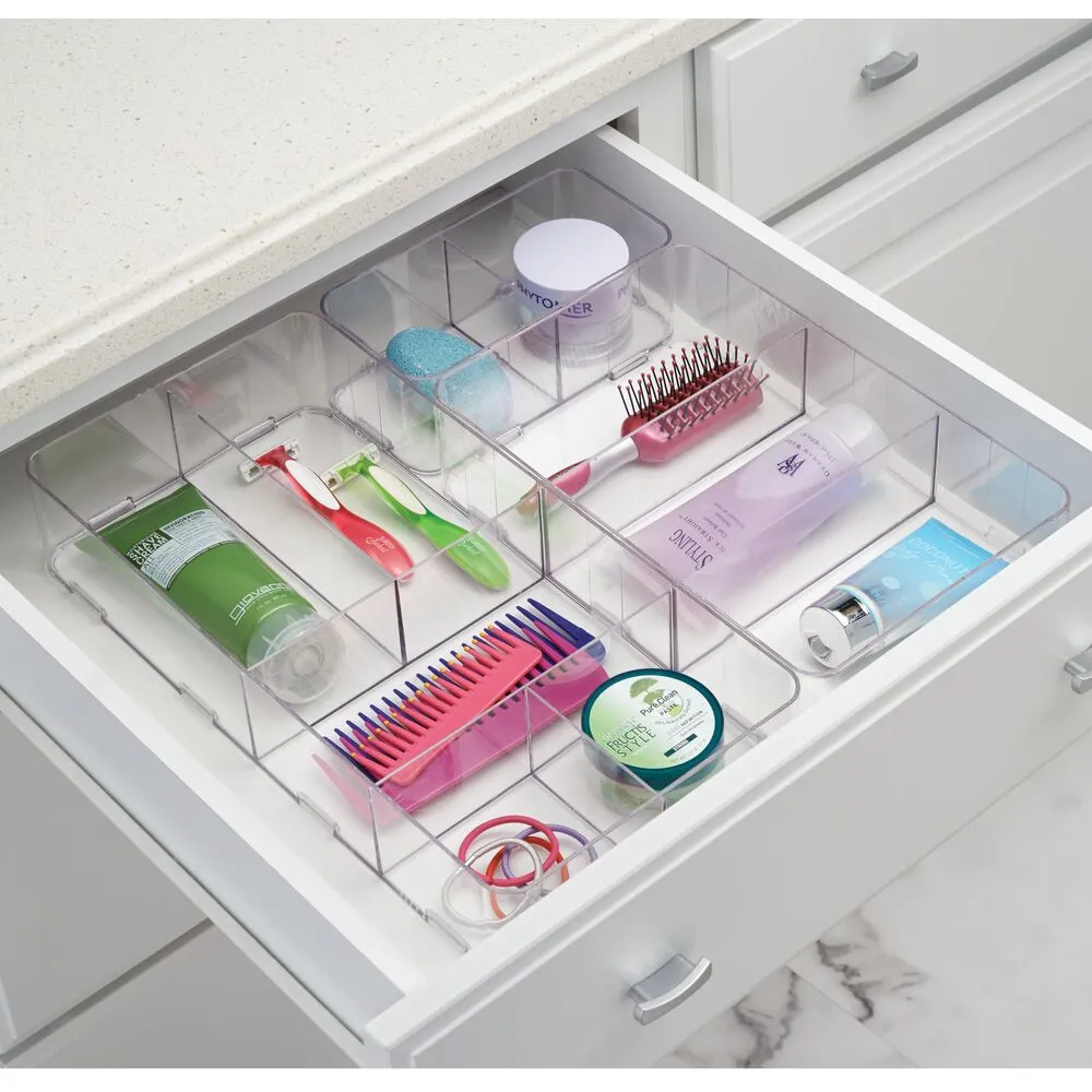 RPET Clarity Interlocking Divider Drawer Organizer 8" x 16" x 3"