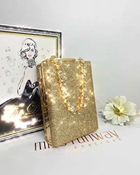 Sandy Glitter Box Clutch - Gold