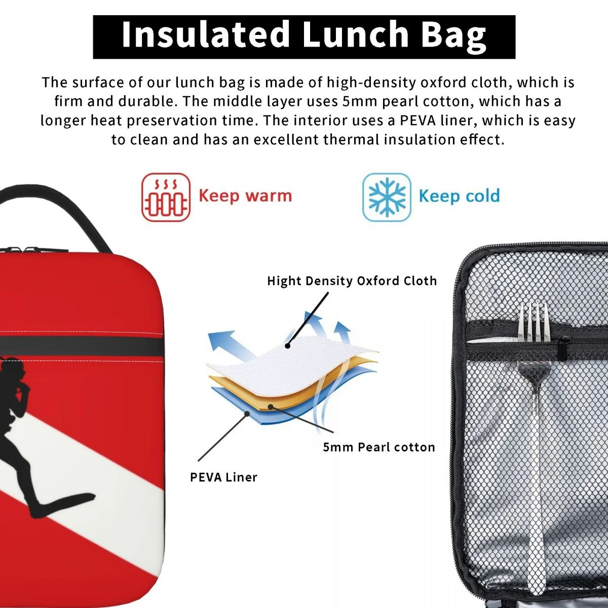 Scuba Diver Flag Reusable Lunch Bag for Women