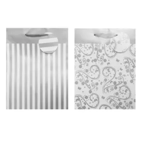 Silver Stripe / Pattern Printed Extra Large Gift Bag