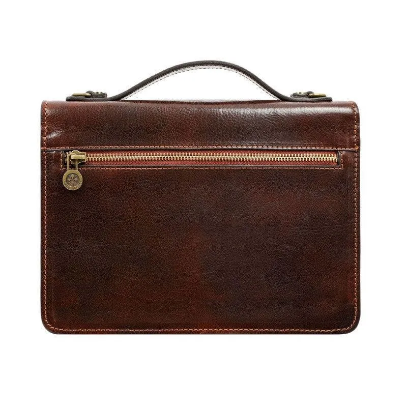 Small Full Grain Italian Leather Briefcase - Nine Stories