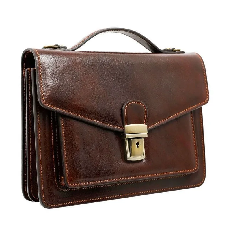 Small Full Grain Italian Leather Briefcase - Nine Stories