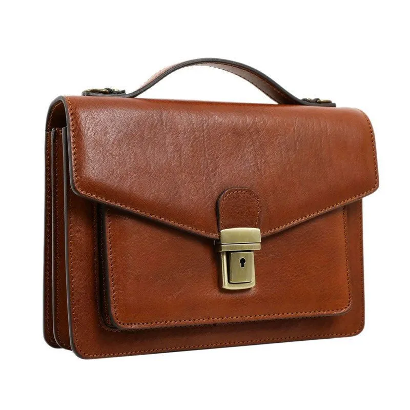 Small Full Grain Italian Leather Briefcase - Nine Stories