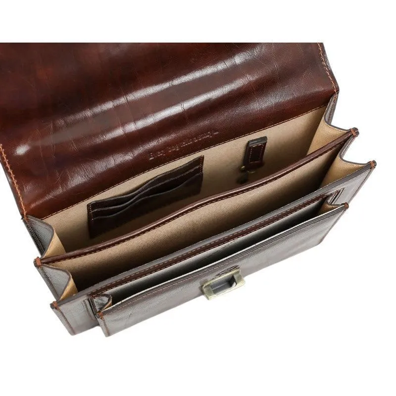 Small Full Grain Italian Leather Briefcase - Nine Stories