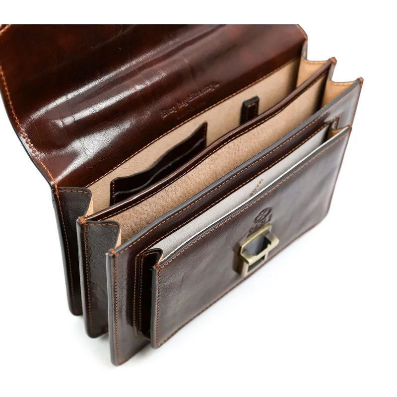 Small Full Grain Italian Leather Briefcase - Nine Stories