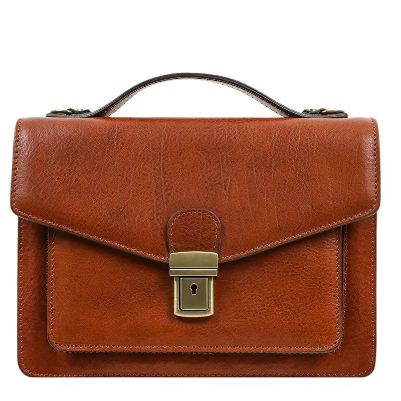 Small Full Grain Italian Leather Briefcase - Nine Stories