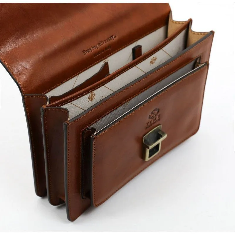 Small Full Grain Italian Leather Briefcase - Nine Stories