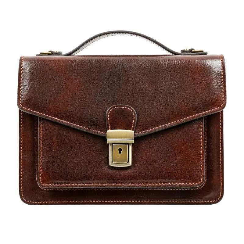 Small Full Grain Italian Leather Briefcase - Nine Stories