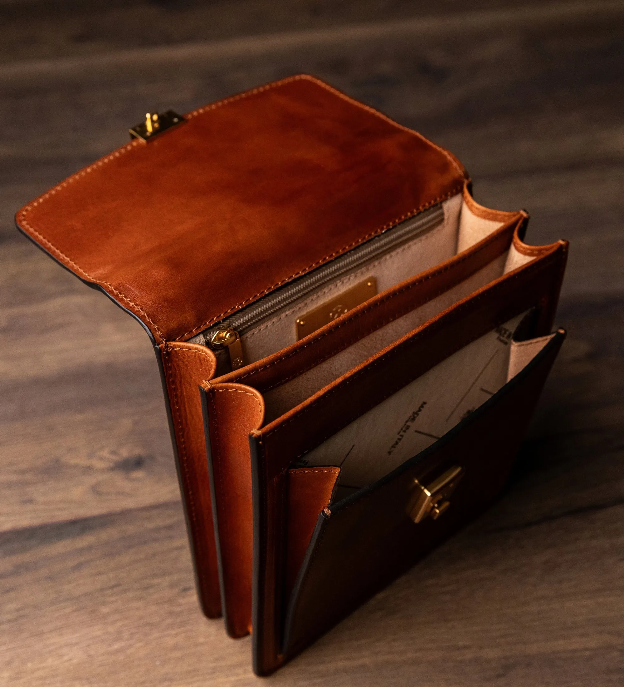 Small Full Grain Italian Leather Briefcase - Walden