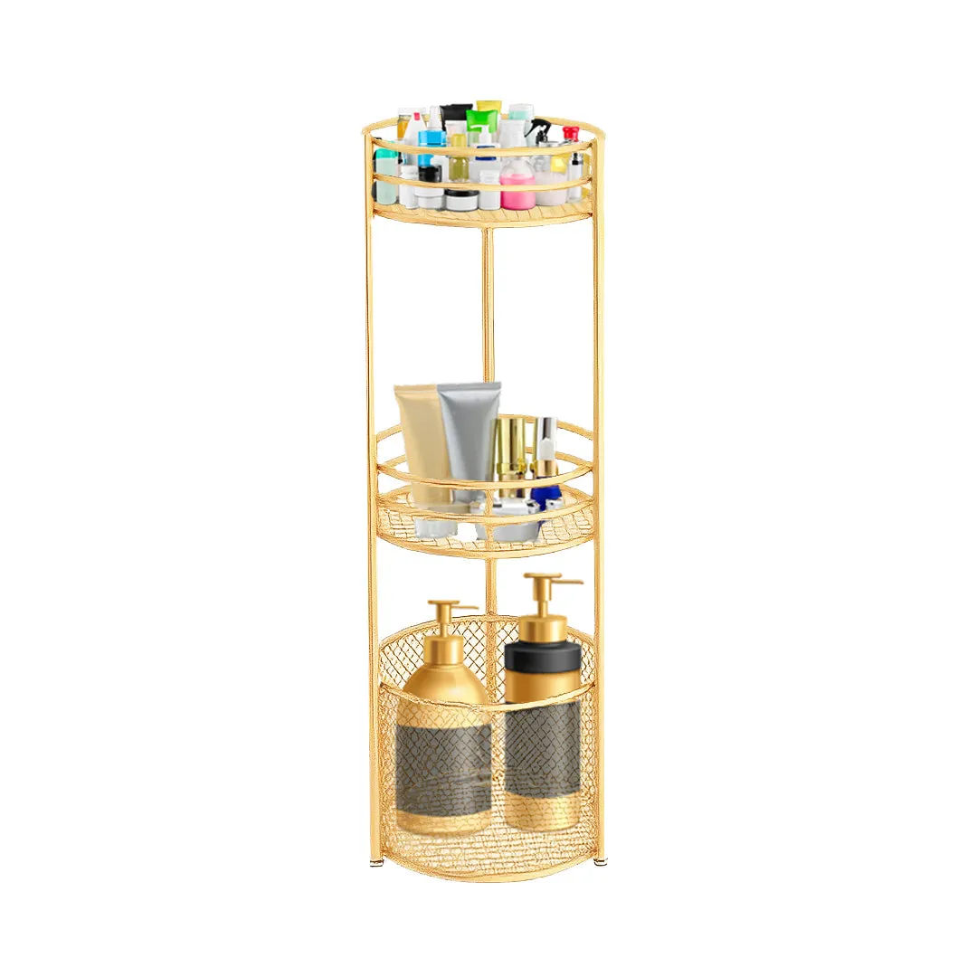 SOGA 3 Tier Bathroom Freestanding Storage Shelf Multifunctional Display Rack Organiser with Basket