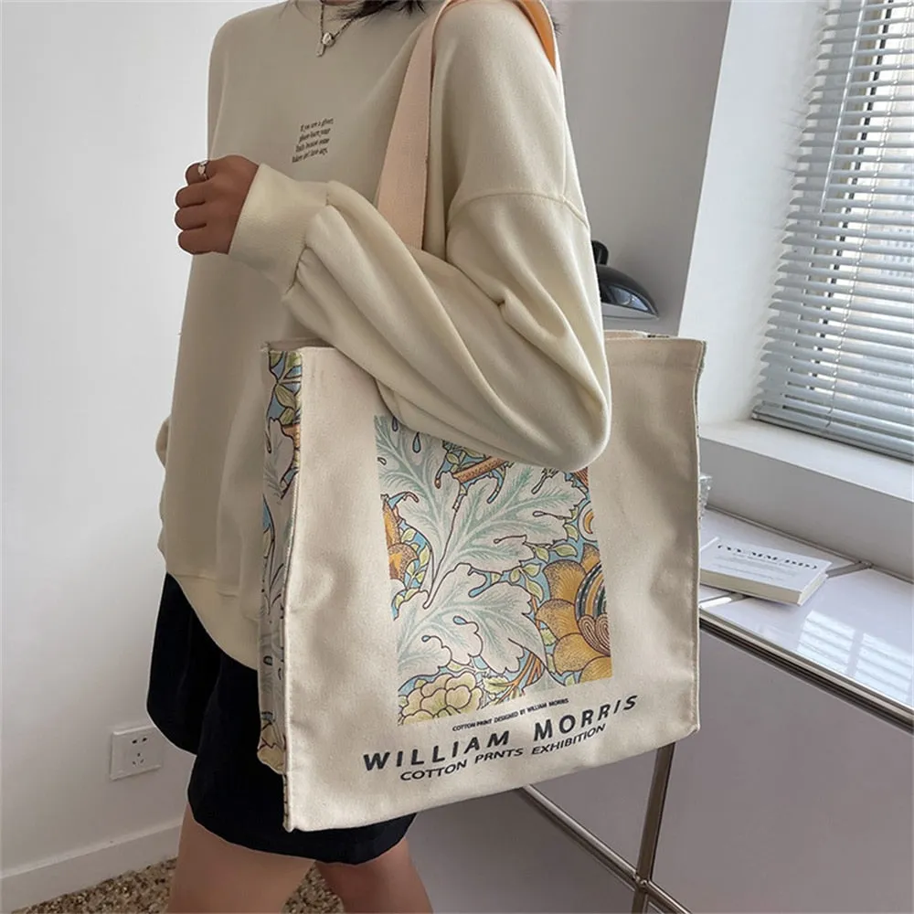 Sohiwoo Art Hoe Retro Flower Shopping Bag