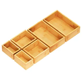 SpaceAid Bamboo Drawer Storage Box Set, 6 Boxes, Natural