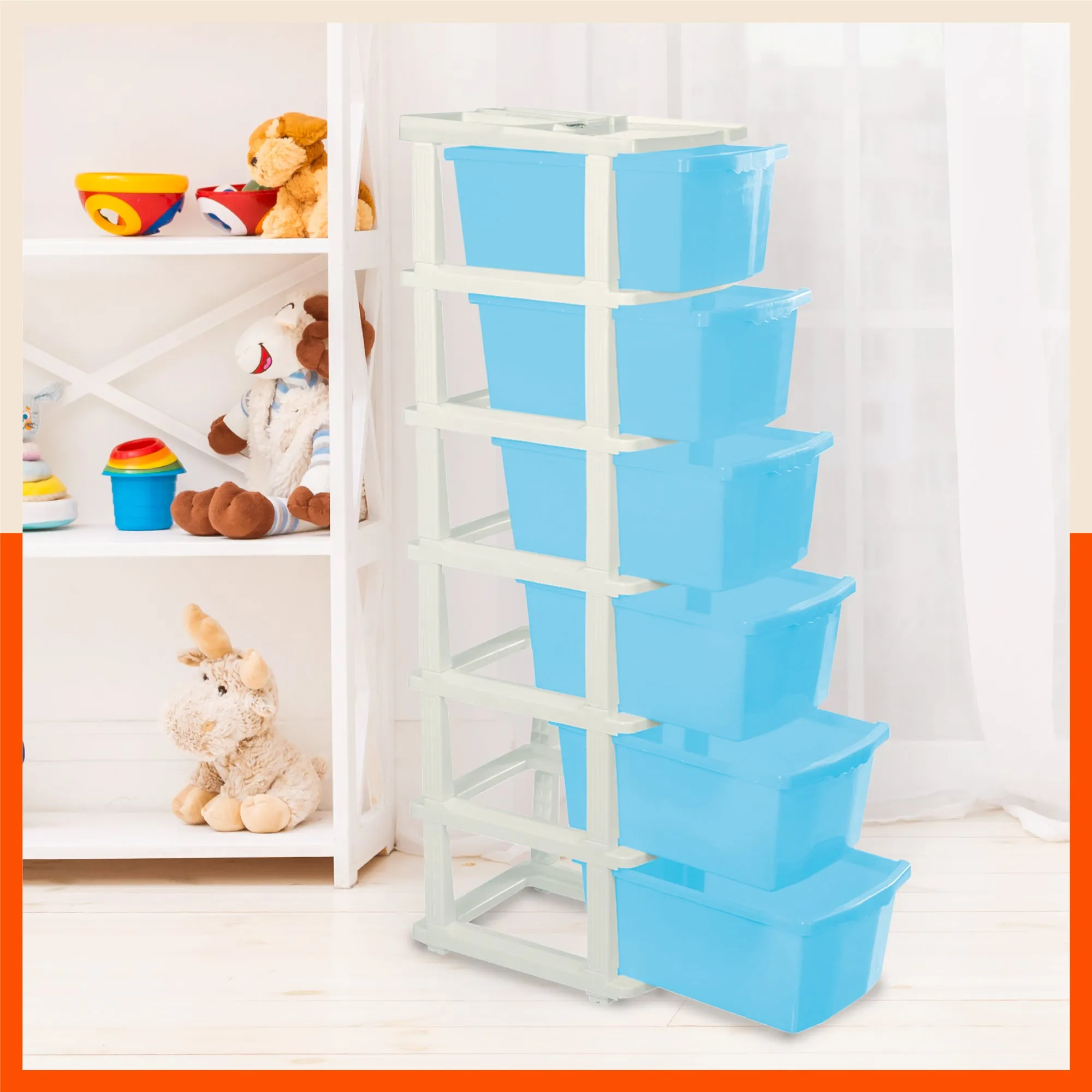 Stomo 6 Multi-Purpose Storage Organizer for Home and Office (Blue)