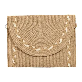 Straw Braid Envelope Crossbody Bag