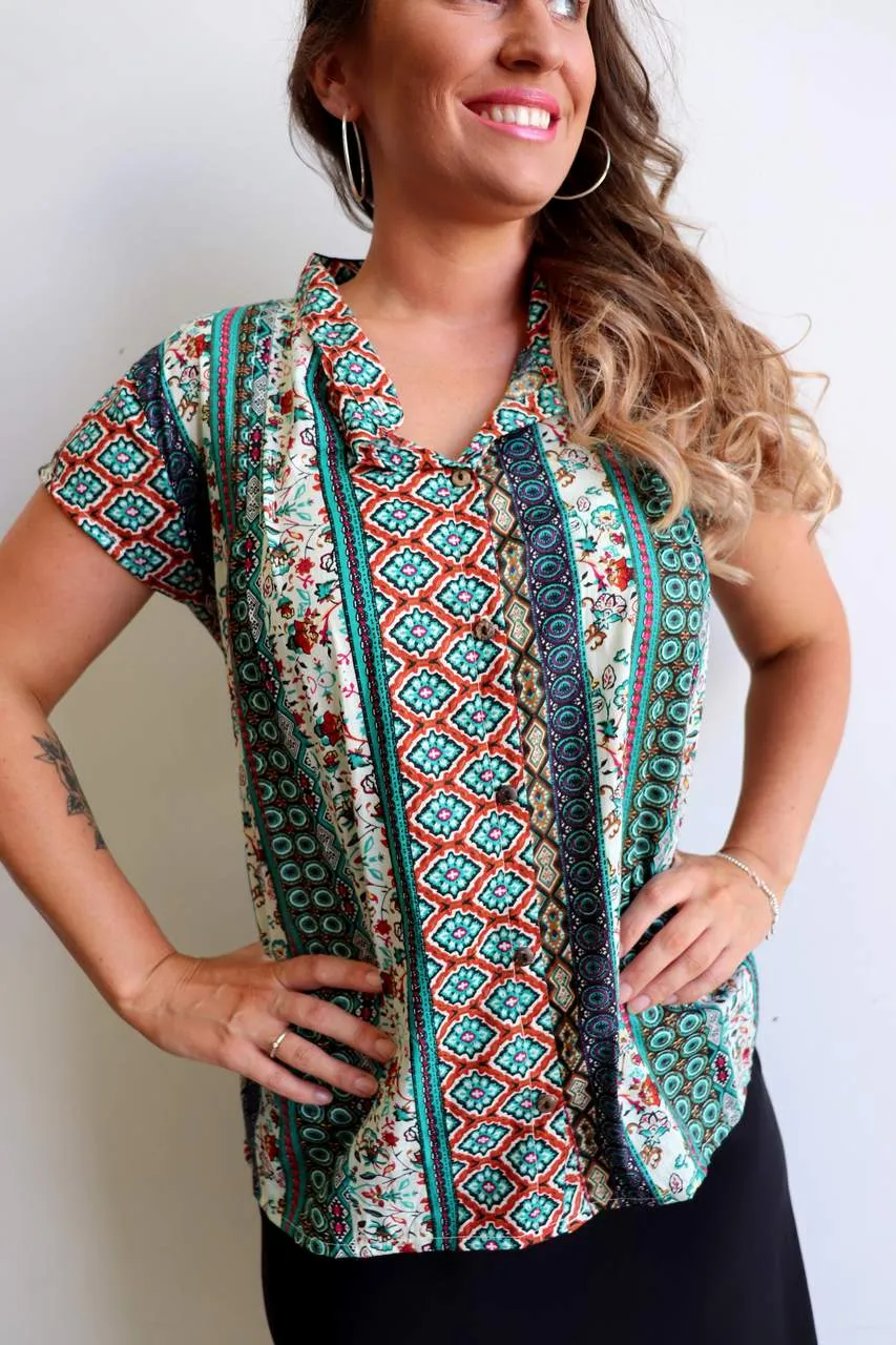 Sweet Caroline Shirt Blouse - Mosaic