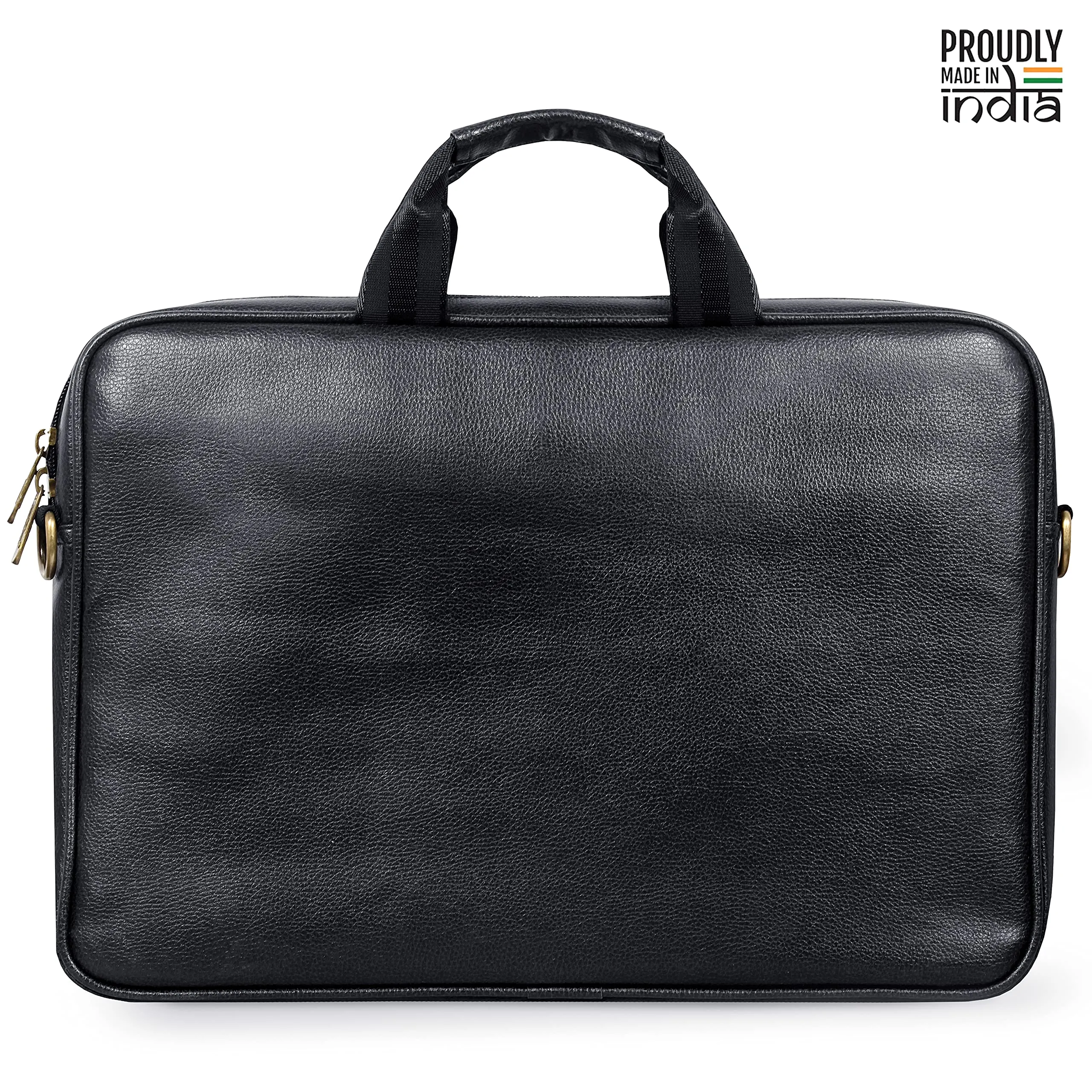 The Clownfish Biz Faux Leather 15.6 inch Laptop Messenger Bag Briefcase (Black)