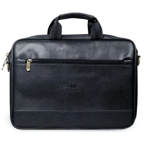 The Clownfish Biz Faux Leather 15.6 inch Laptop Messenger Bag Briefcase (Black)