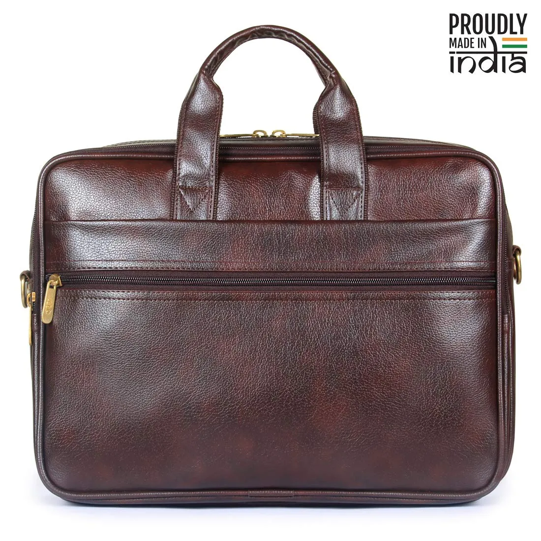 THE CLOWNFISH Faux Leather 10 litre Laptop Briefcase for 15.6 inches Laptops (Dark Brown)