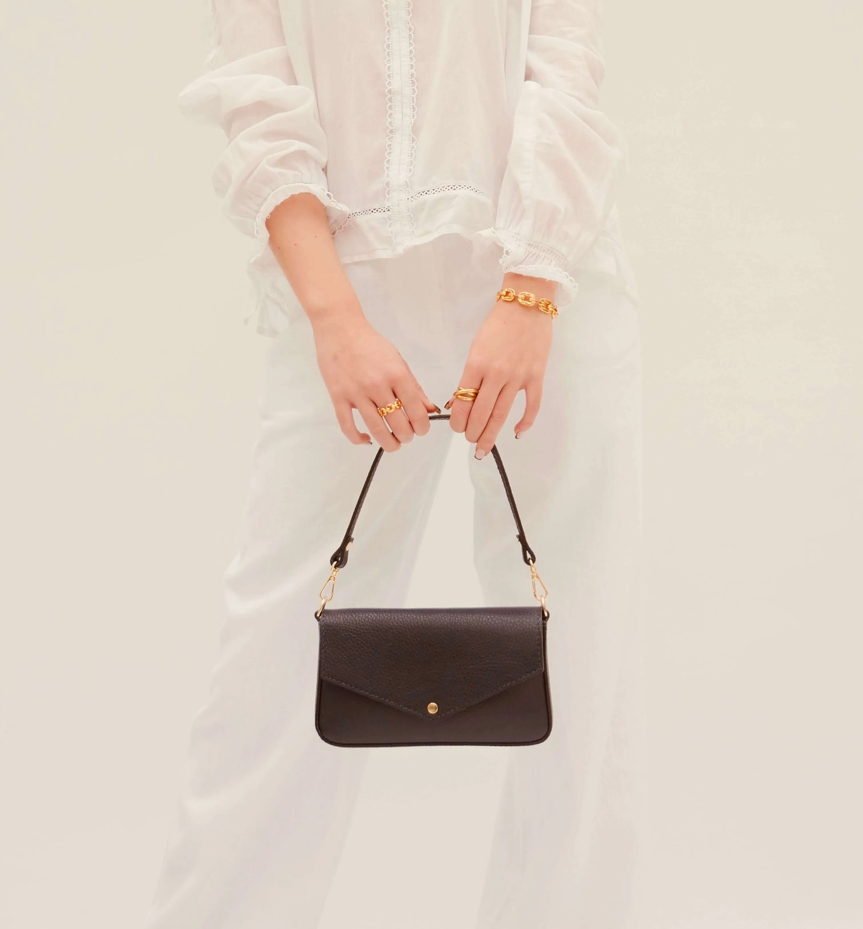 The Munro Navy Leather Shoulder Bag