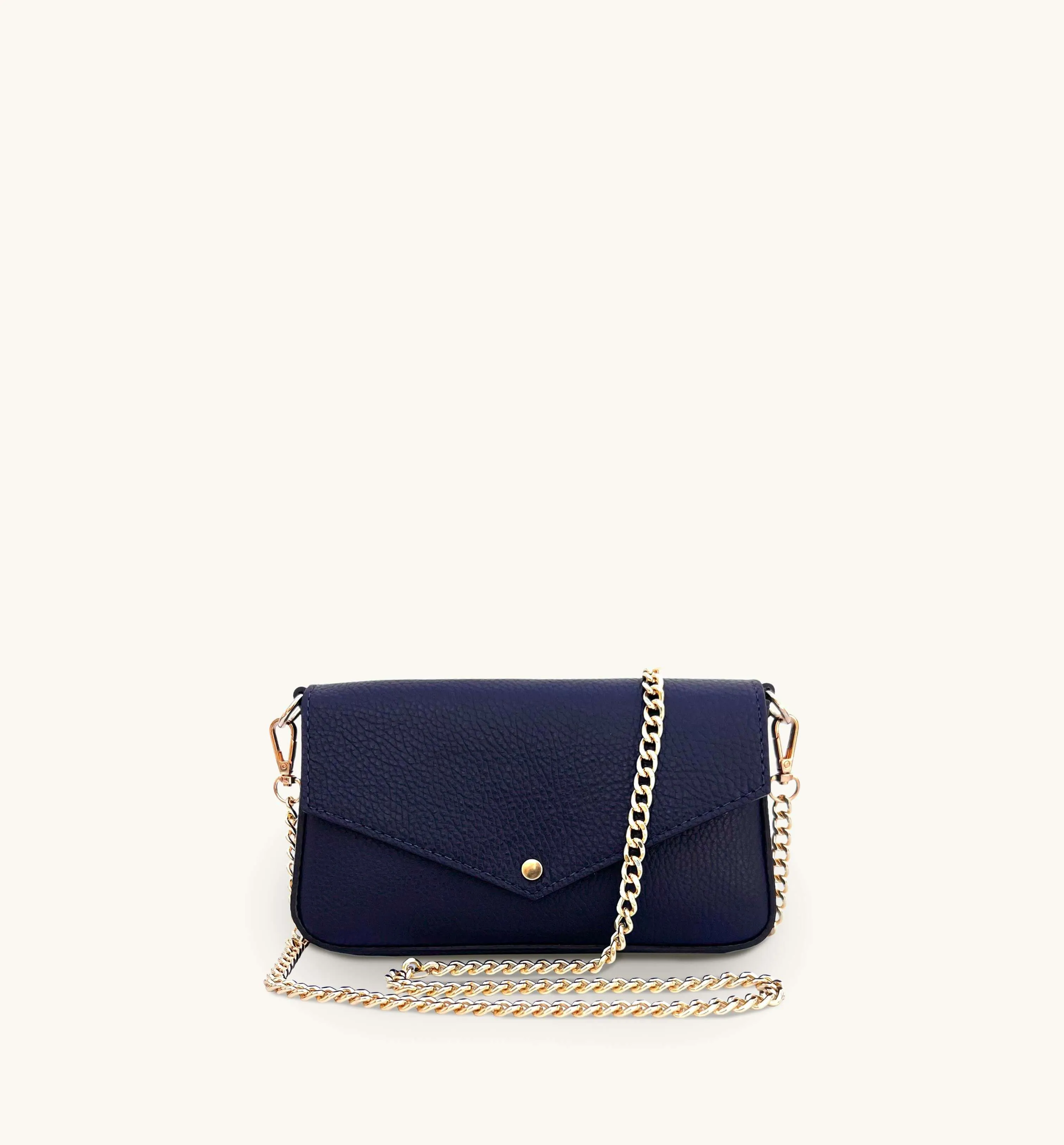 The Munro Navy Leather Shoulder Bag