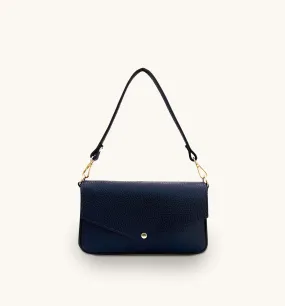 The Munro Navy Leather Shoulder Bag