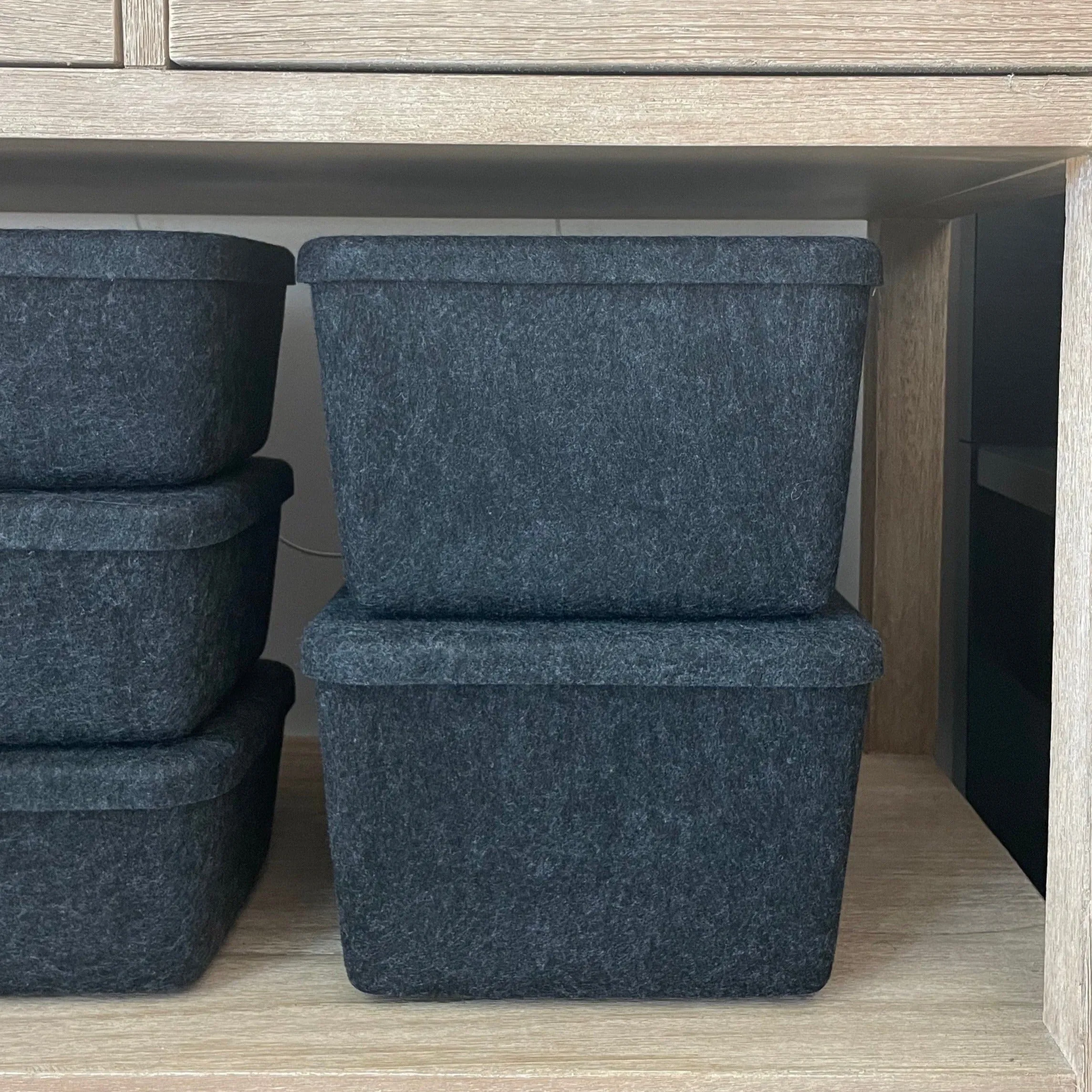 The Sculpted Bin - Wide with Lid | Set of 3