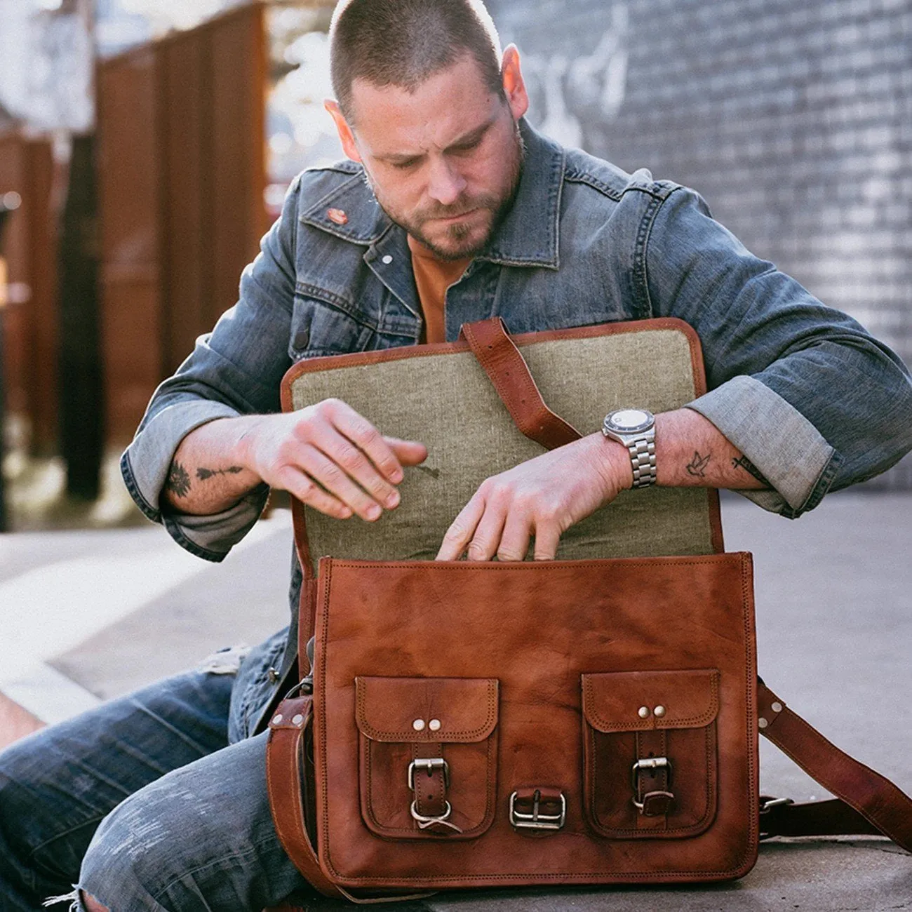 Top Grain Leather Briefcase Bag