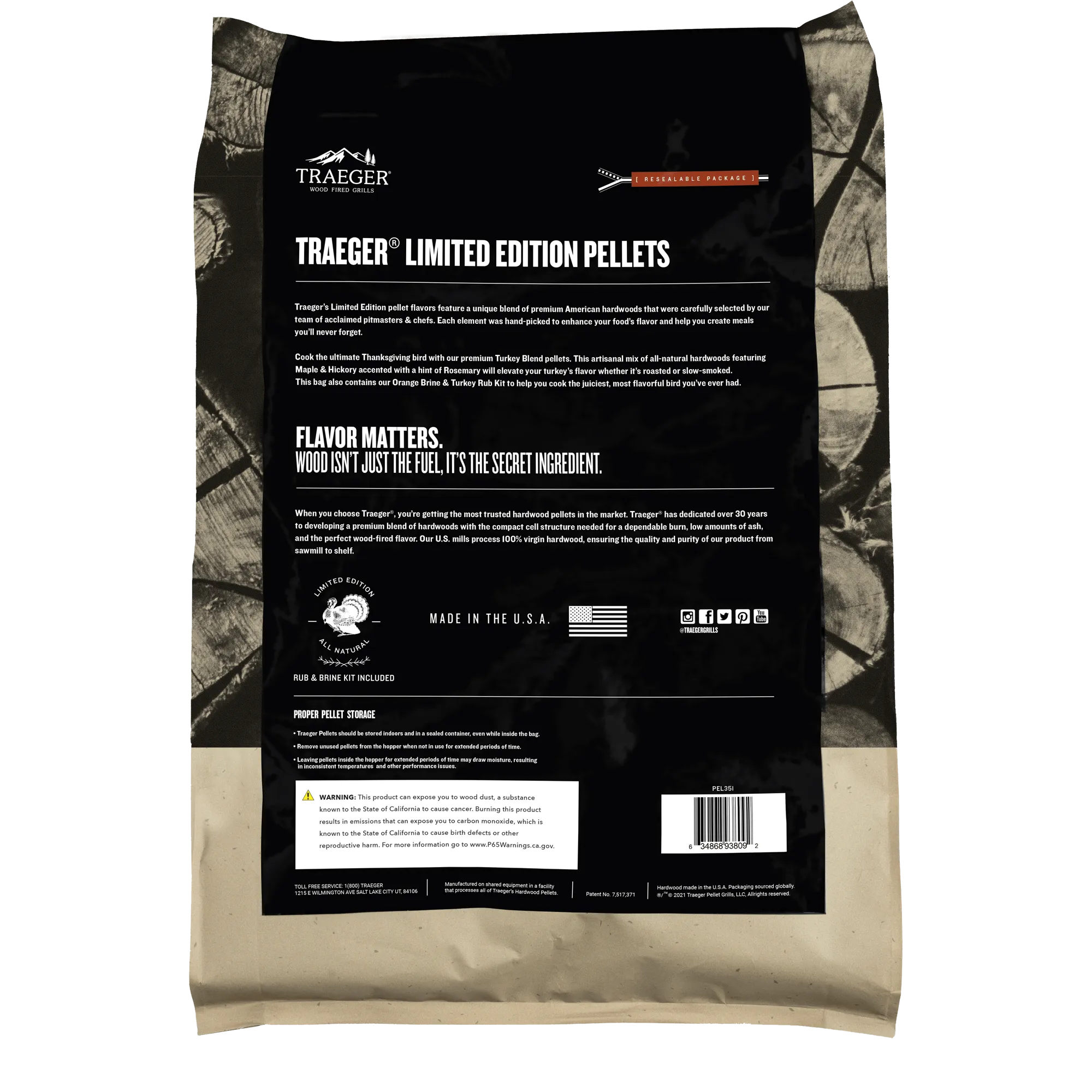 Traeger Turkey Blend Wood Pellets 18lb (Limited Edition)   Briner Kit