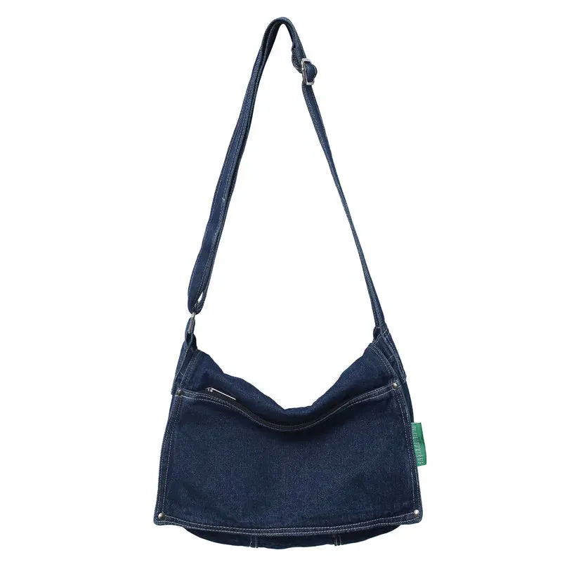 Uniwim Denim Women's Bag New Eco Reusable Ladies Handbags Canvas Shopping Travel Shoulder Bags Unisex Jeans Crossbody Bag Shoppers