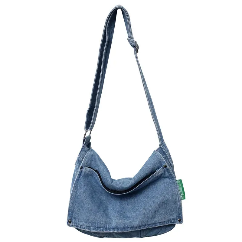 Uniwim Denim Women's Bag New Eco Reusable Ladies Handbags Canvas Shopping Travel Shoulder Bags Unisex Jeans Crossbody Bag Shoppers