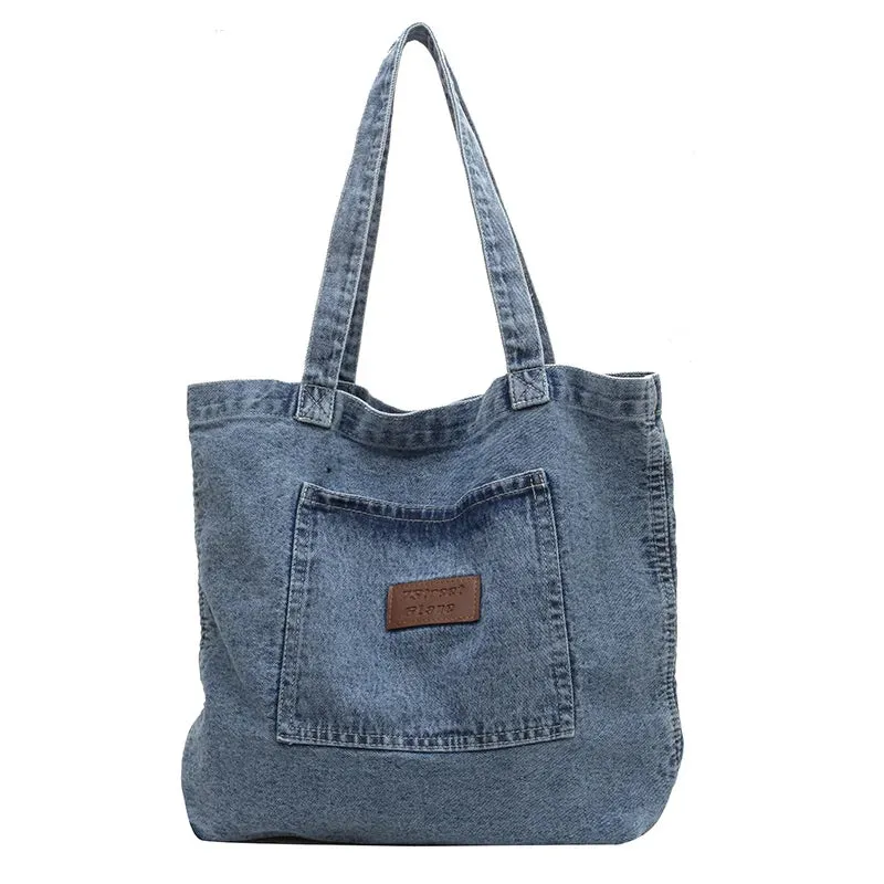 Uniwim Denim Women's Bag New Eco Reusable Ladies Handbags Canvas Shopping Travel Shoulder Bags Unisex Jeans Crossbody Bag Shoppers