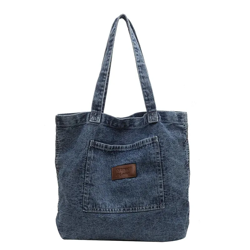 Uniwim Denim Women's Bag New Eco Reusable Ladies Handbags Canvas Shopping Travel Shoulder Bags Unisex Jeans Crossbody Bag Shoppers