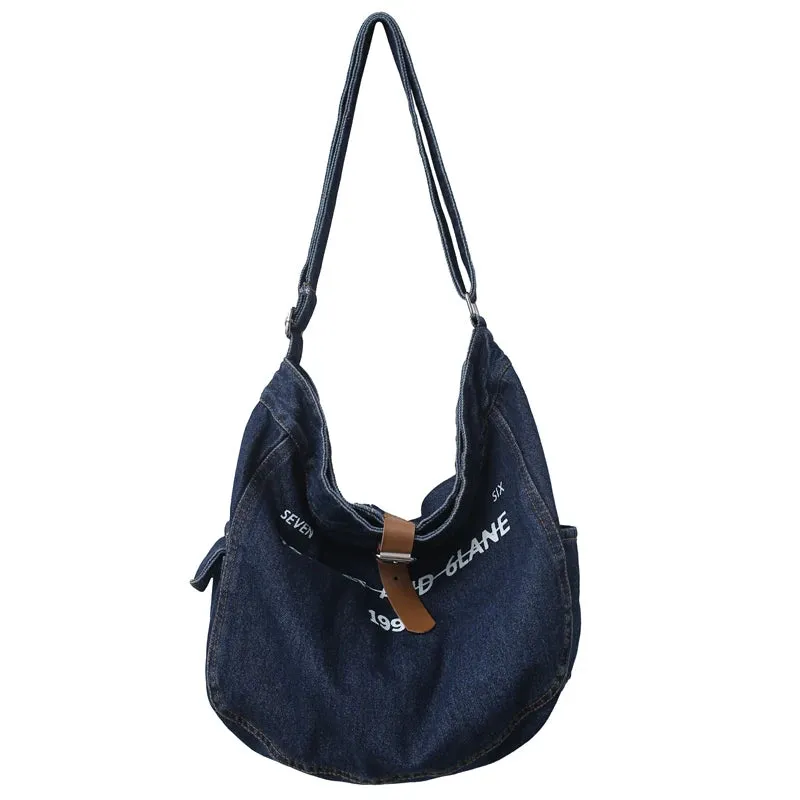 Uniwim Denim Women's Bag New Eco Reusable Ladies Handbags Canvas Shopping Travel Shoulder Bags Unisex Jeans Crossbody Bag Shoppers