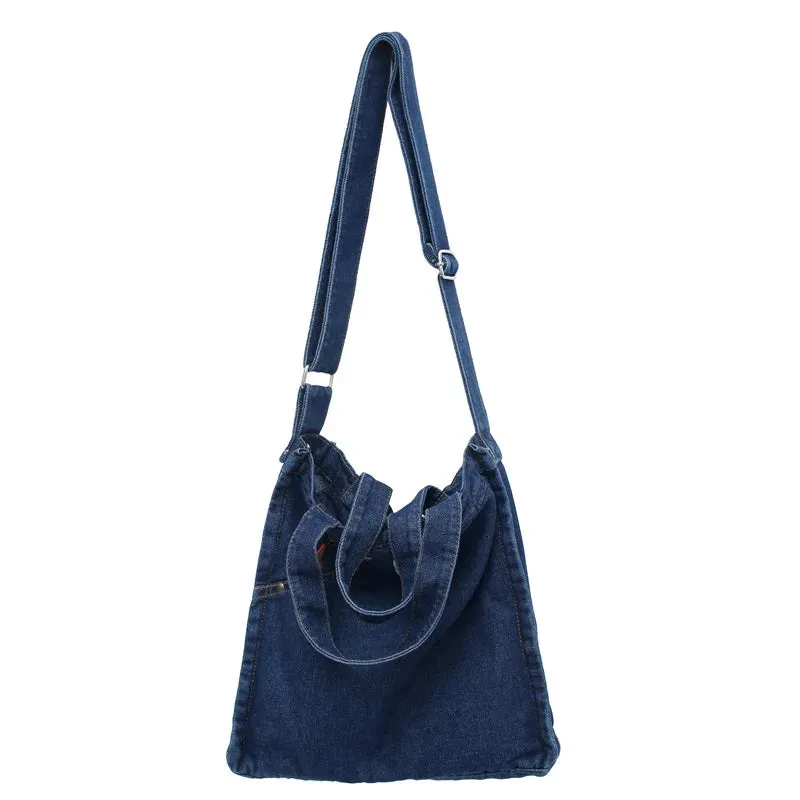 Uniwim Denim Women's Bag New Eco Reusable Ladies Handbags Canvas Shopping Travel Shoulder Bags Unisex Jeans Crossbody Bag Shoppers