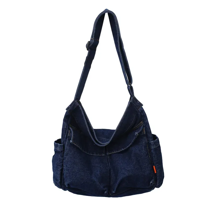 Uniwim Denim Women's Bag New Eco Reusable Ladies Handbags Canvas Shopping Travel Shoulder Bags Unisex Jeans Crossbody Bag Shoppers