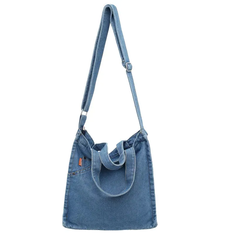 Uniwim Denim Women's Bag New Eco Reusable Ladies Handbags Canvas Shopping Travel Shoulder Bags Unisex Jeans Crossbody Bag Shoppers