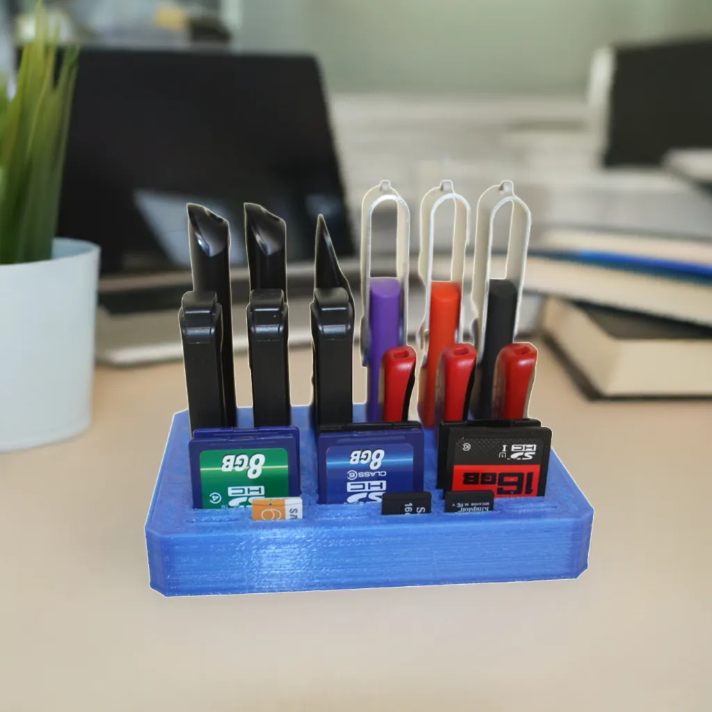 UsbStick 12, SDCard 6, microSDcard 6 Holder , Desktop Usb Organizer 3D Printed