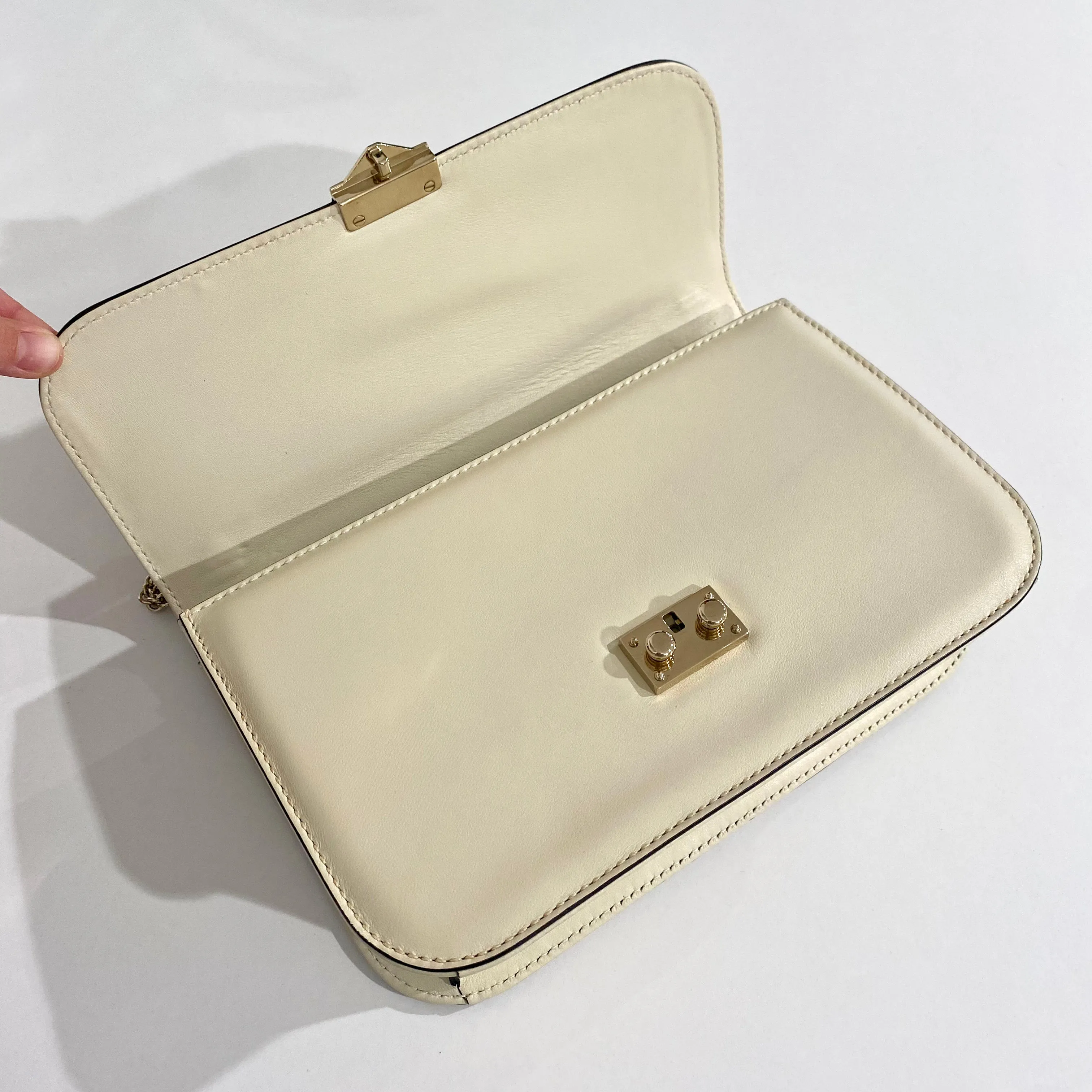 Valentino Cream Glam Lock Flap Bag