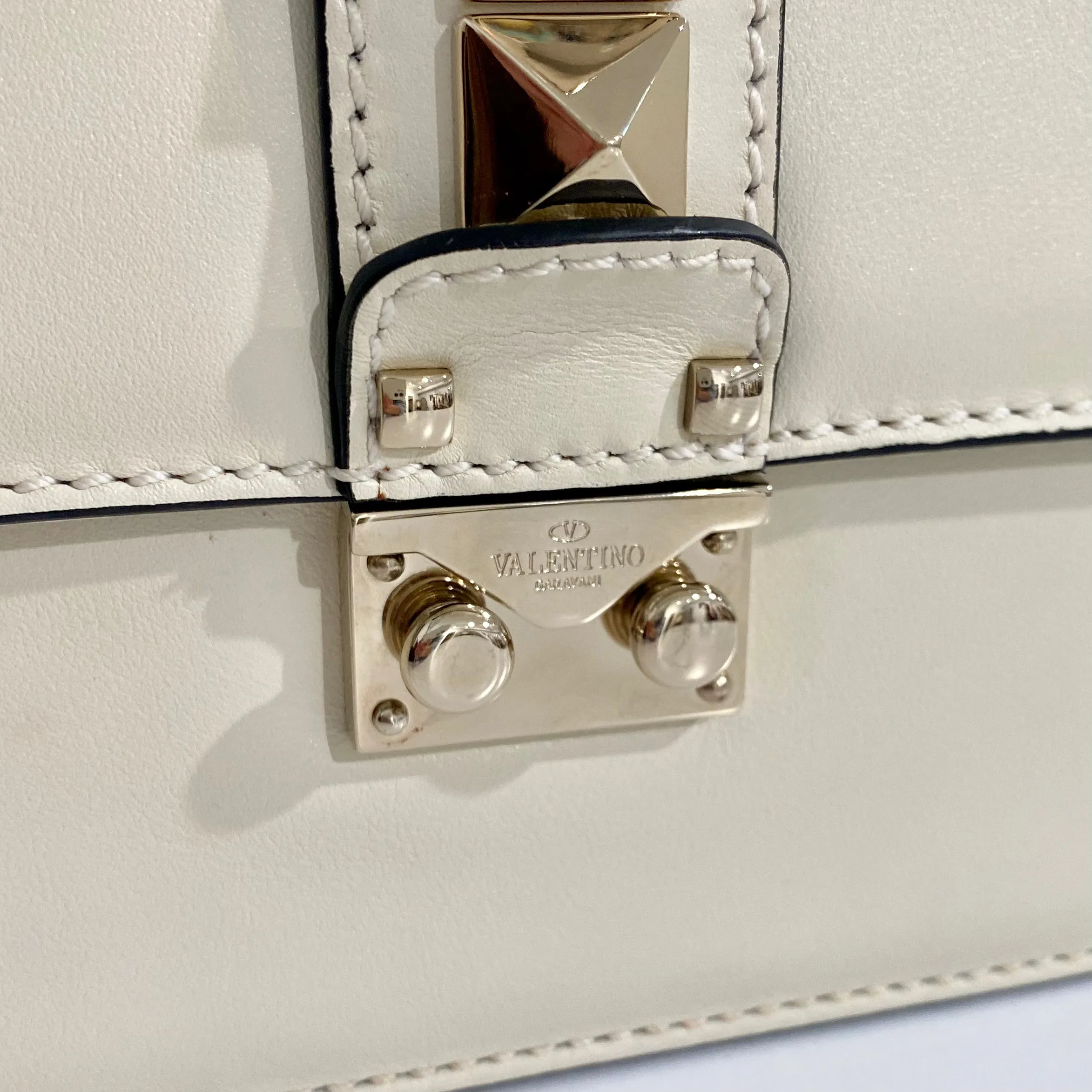 Valentino Cream Glam Lock Flap Bag