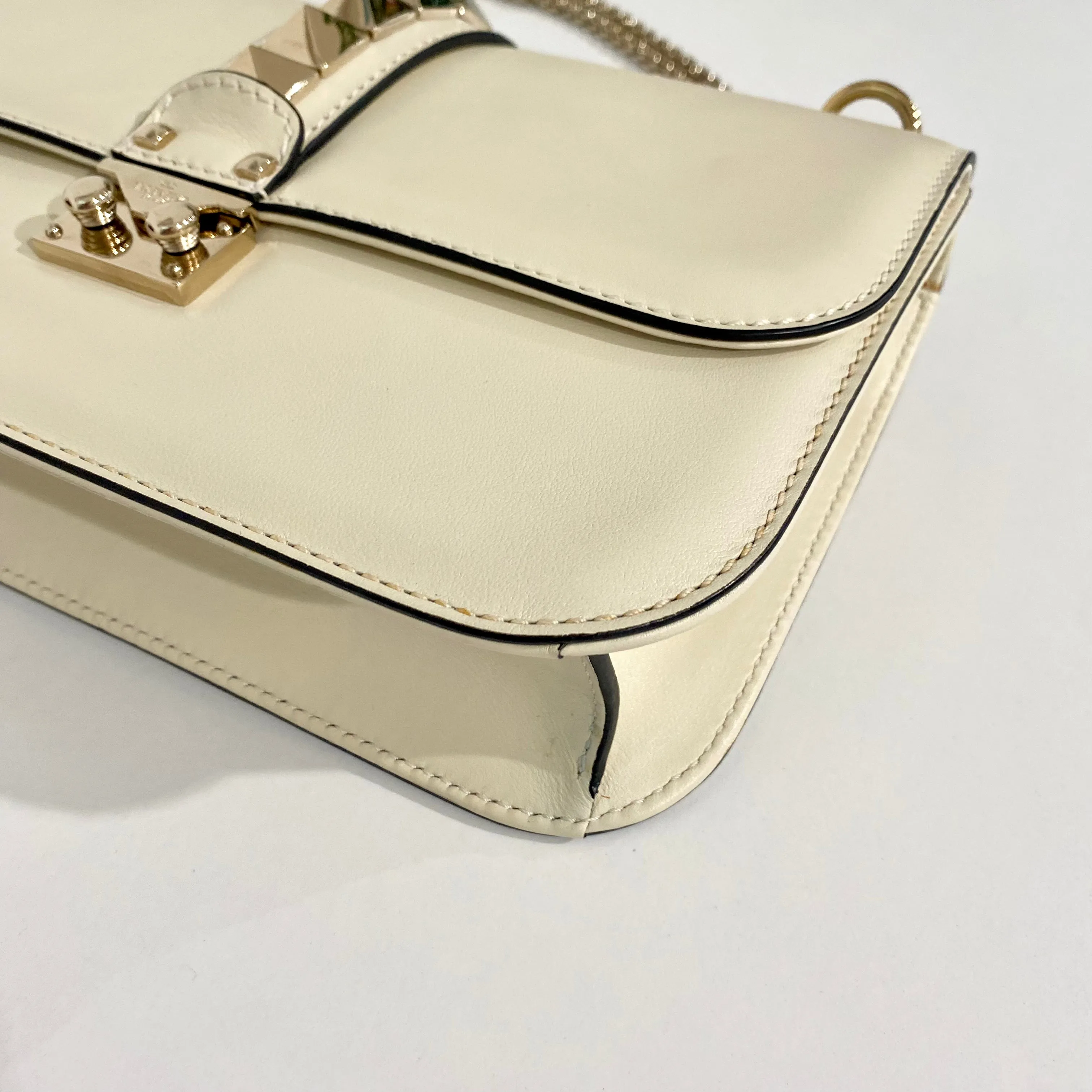 Valentino Cream Glam Lock Flap Bag