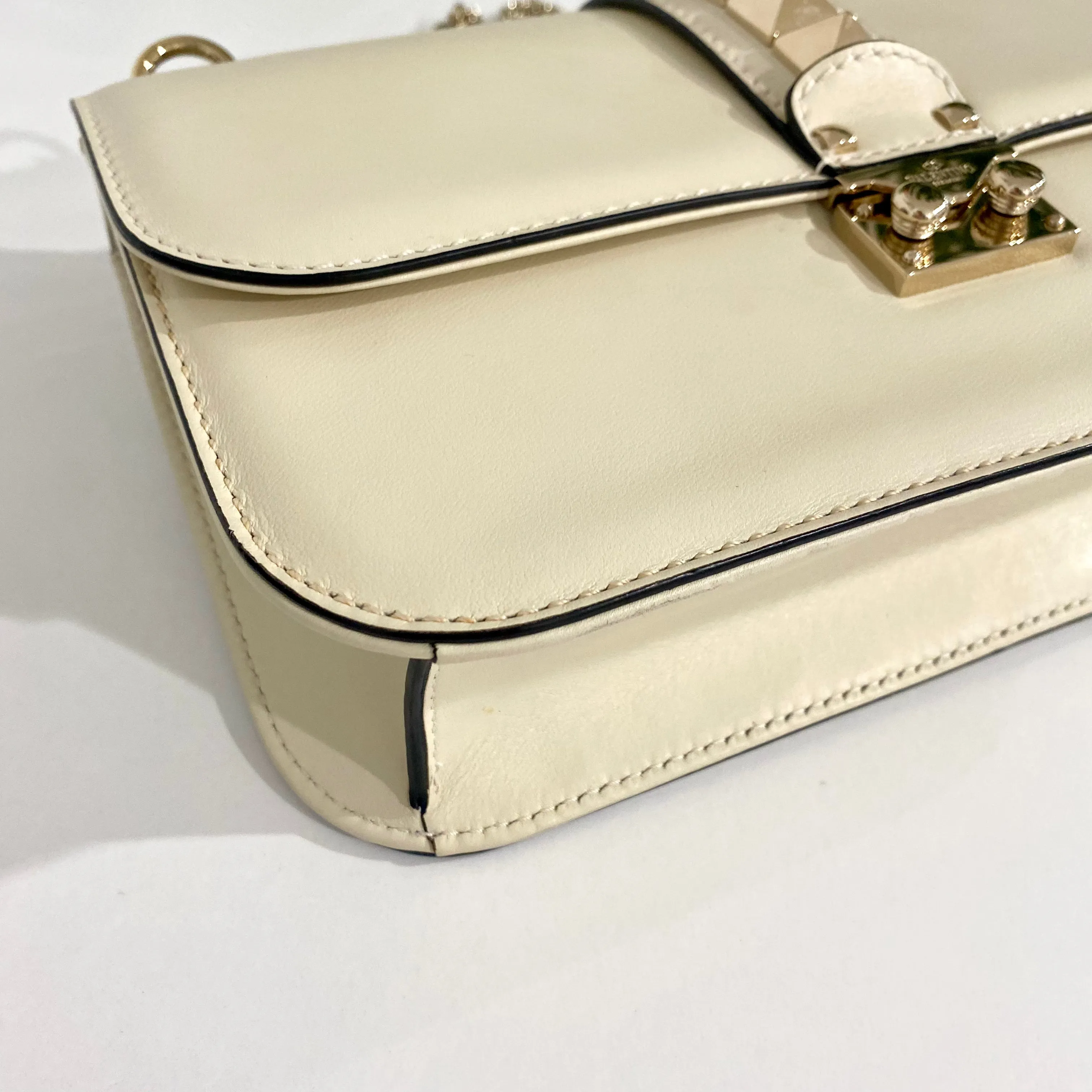 Valentino Cream Glam Lock Flap Bag